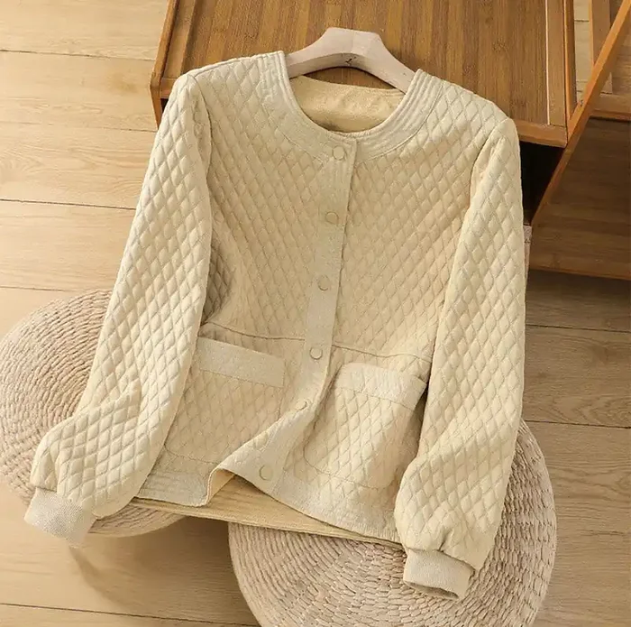 Buddha Stones Retro Plain Women‘s Cotton Long Sleeve Jacket With Pockets