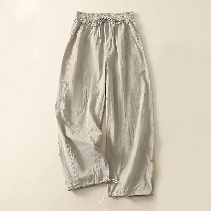 Buddha Stones Summer Vintage Plain Drawstring Cuffed Women‘s Pants With Pockets