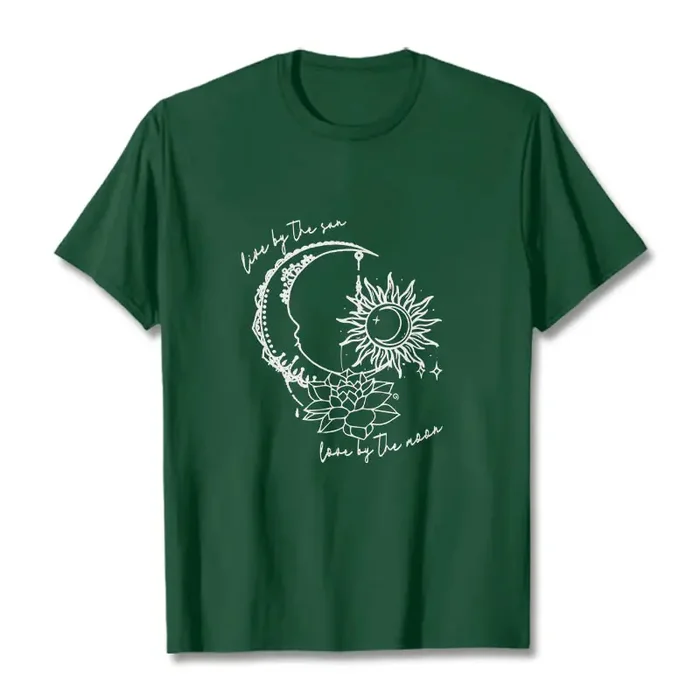 Buddha Stones Sun Moon Lotus Flower Pattern Tee T-shirt