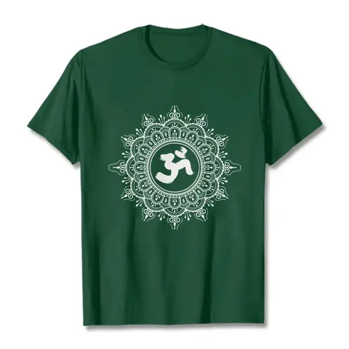 Buddha Stones Symmetry Mandala Om Symbol Pattern Tee Cotton T-shirt