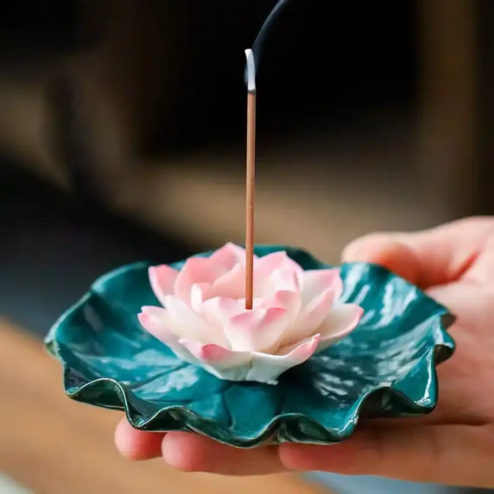 Buddha Stones Tibetan Lotus Blessing Incense Burner Decoration