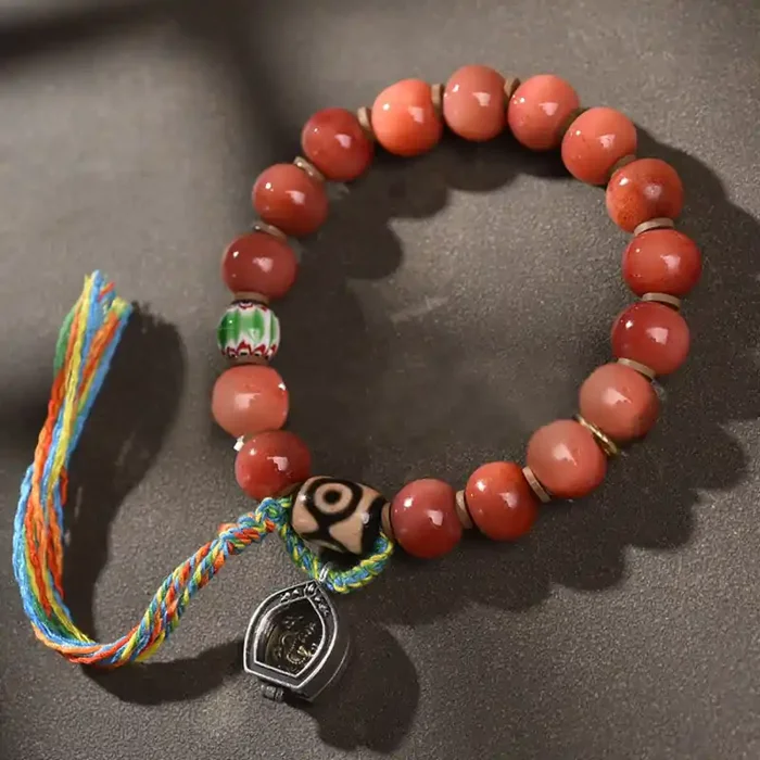 Buddha Stones Tibetan Natural Camel Bone Dzi Bead Bodhi Seed Charm Luck Bracelet
