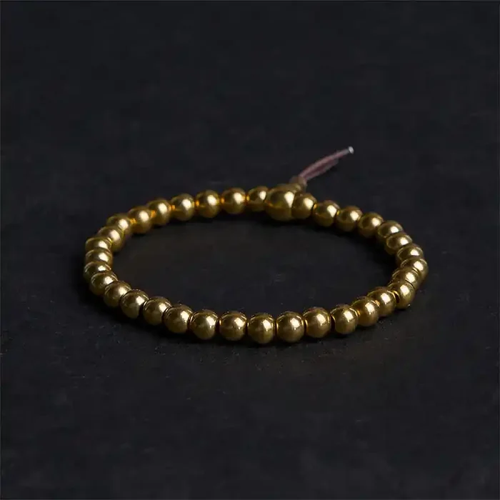 Buddha Stones Tibetan Retro Pure Copper Brass Bead Wealth Bracelet