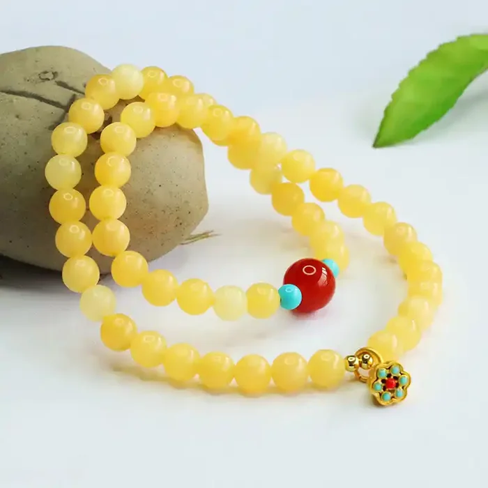Buddha Stones Topaz Red Agate Bead Fortune Bracelet