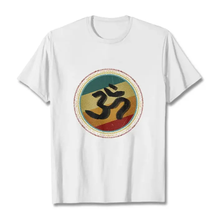 Buddha Stones Vibrant Color Simple Circular Mandala Pattern Om Symbol Tee Cotton T-shirt