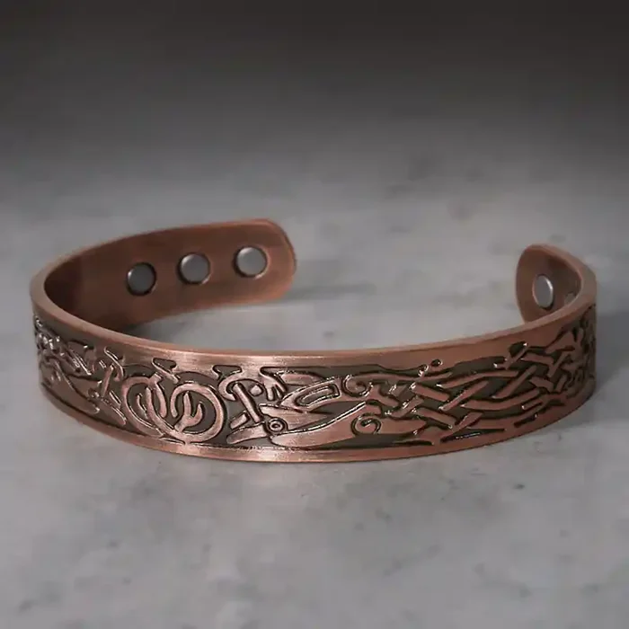 Buddha Stones Viking Birds Magnetic Copper Adjustable Cuff Bracelet Bangle