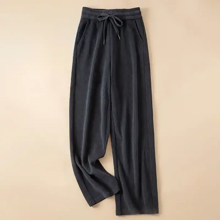 Buddha Stones Women‘s Fall Pure Color Wide Leg Cotton Pants With Pockets