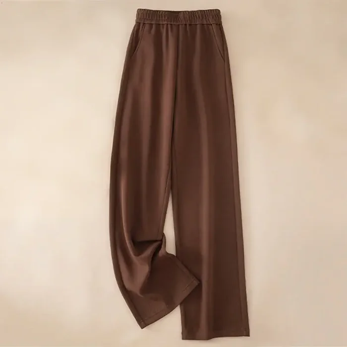 Buddha Stones Women‘s Plain High Waist Design Wide Leg Cotton Pants With Pockets