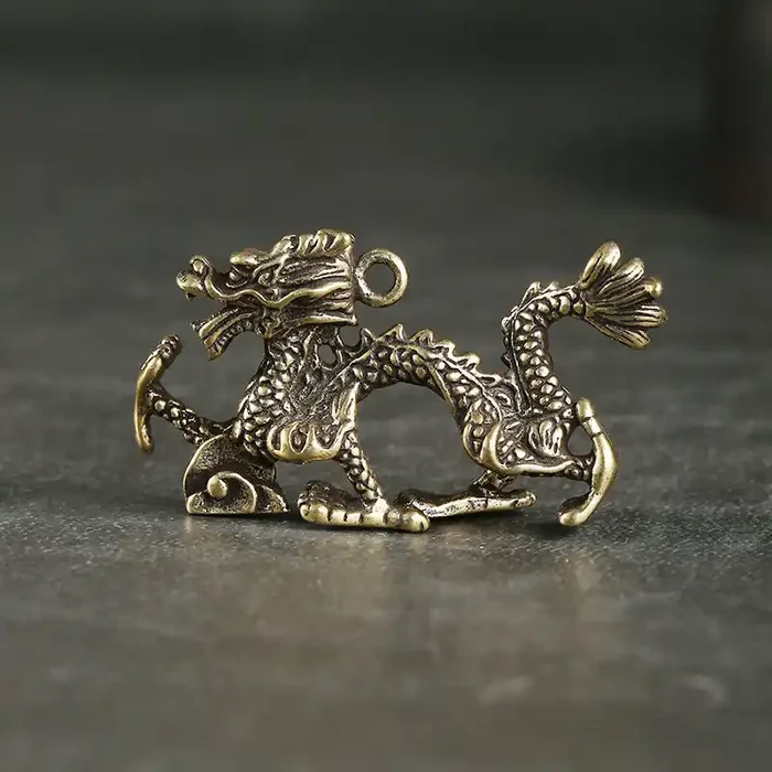 Buddha Stones Year Of The Dragon Mini Brass Dragon Luck Protection Home Decoration