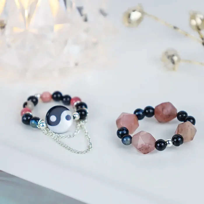 Buddha Stones Yin Yang Symbol Balance Luck Ring