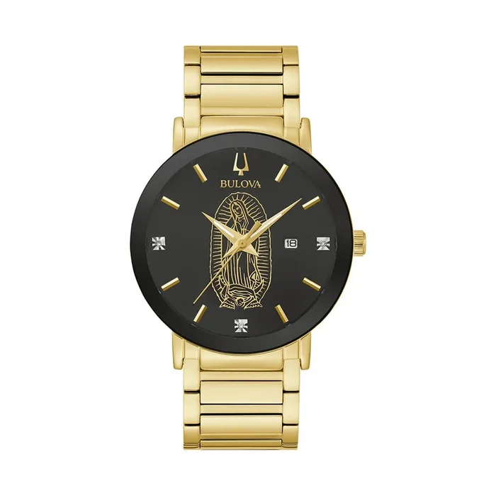 Bulova 42MM Black Guadalupe Natural Diamond Dial Watch. 97D134