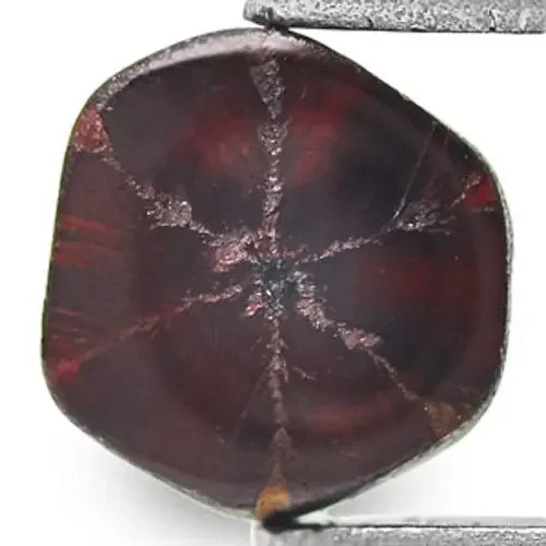 Burma Trapiche Ruby, 0.49 Carats, Dark Red Hexagonal