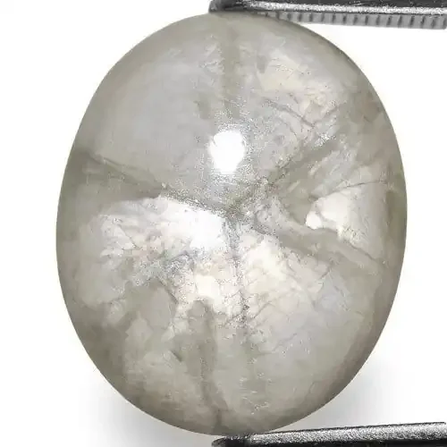 Burma Trapiche Sapphire, 15.70 Carats, Greyish White Oval