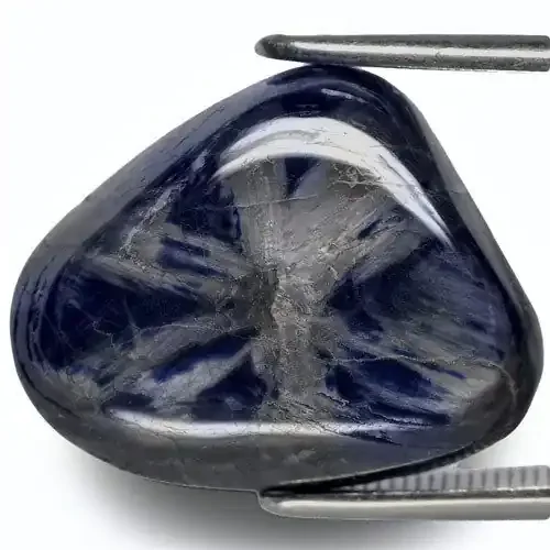 Burma Trapiche Sapphire, 18.62 Carats, Blue Triangular
