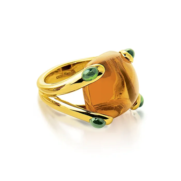 Candy Ring in Citrine and Chrome Tourmaline