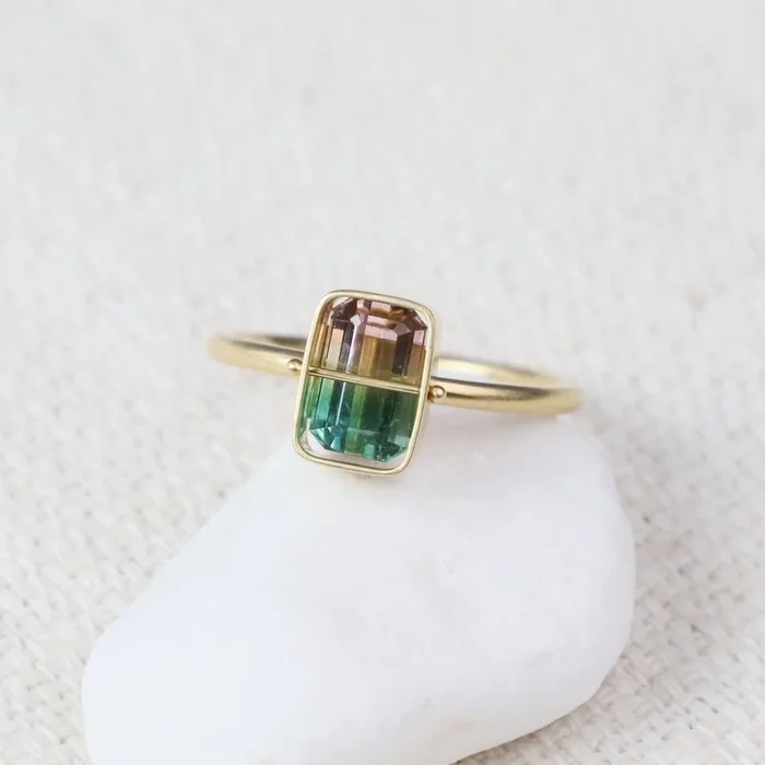 Captured Bicolor Tourmaline Ring