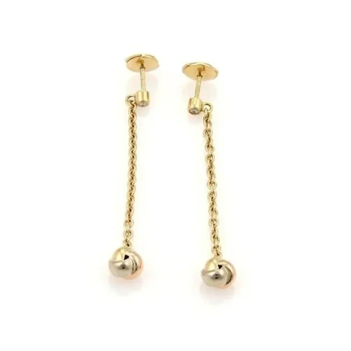 Cartier Diamond Tri-color 18k Gold Love Knot Drop Dangle Earrings w/Cert