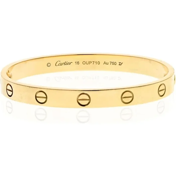 Cartier Elegant 18K Yellow Gold Love Bangle Bracelet with Screwdriver
