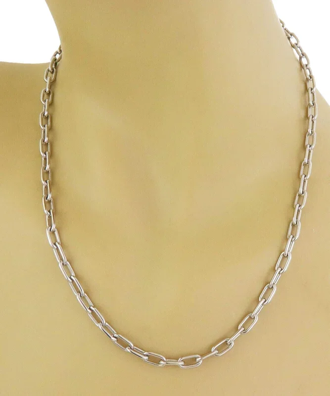 Cartier Spartacus 18k White Gold Oval Link Chain Necklace 18″ Long