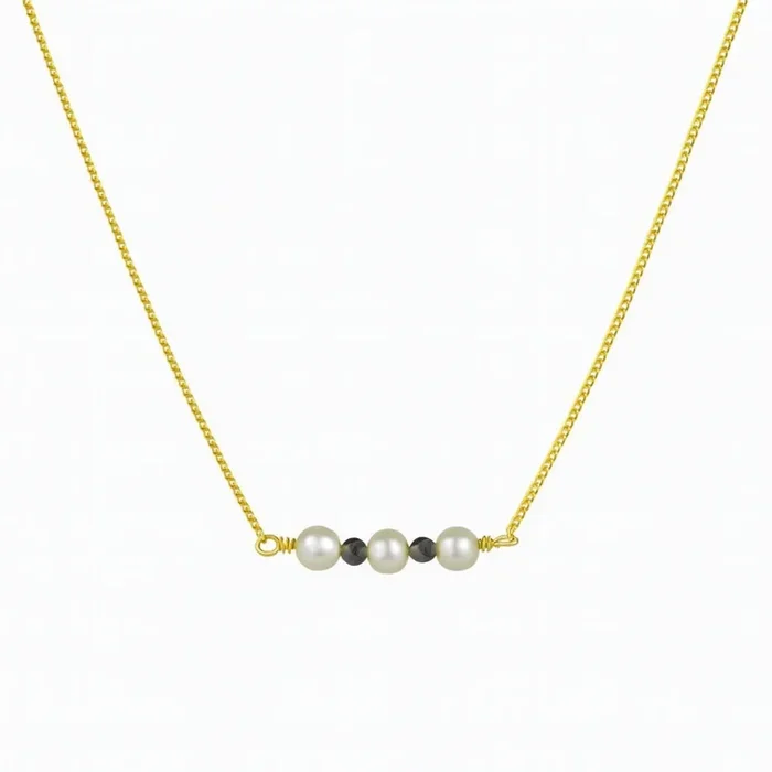 Chain Pearl Mangalsutra : Cream Pearls and Spinel | 92.5 Silver | 22K Gold Plated