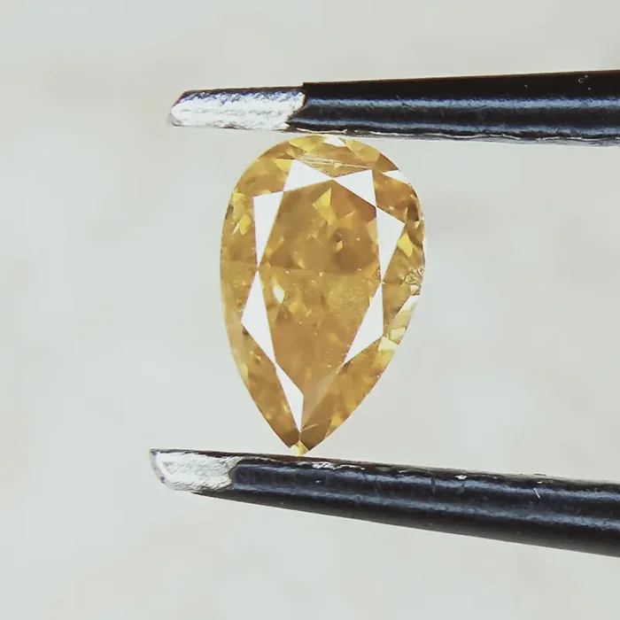 Champagne Colour Diamond , Pear Brilliant Cut , 0.20 cts
