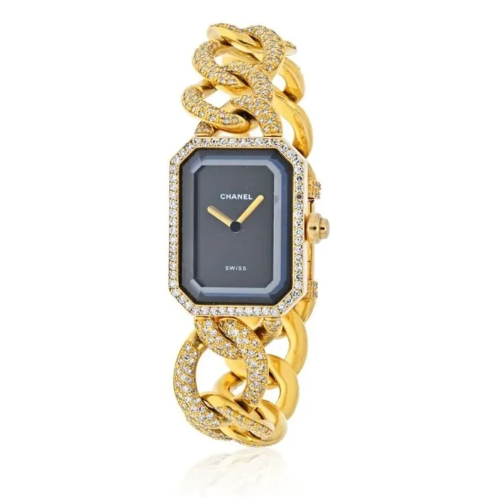 Chanel – 18K Yellow Gold Premier Diamond Black Dial Watch