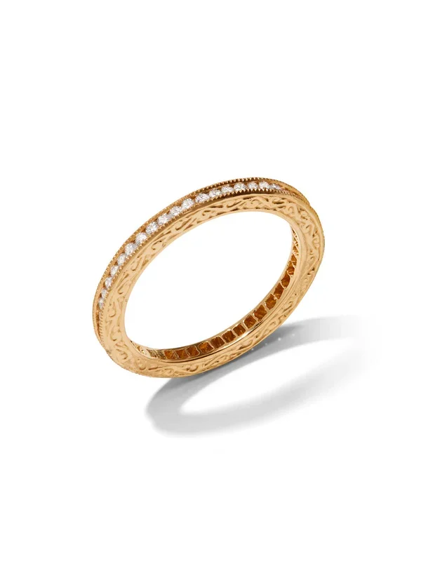 Channel Set Diamond Yellow Gold Band