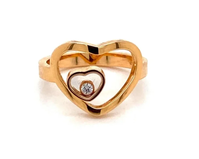 Chopard Happy Diamond 18k Rose Gold Double Heart Ring – Size 7