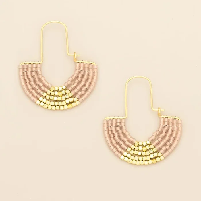 Chromacolor Miyuki U-Hoop Earring in Blush & Gold
