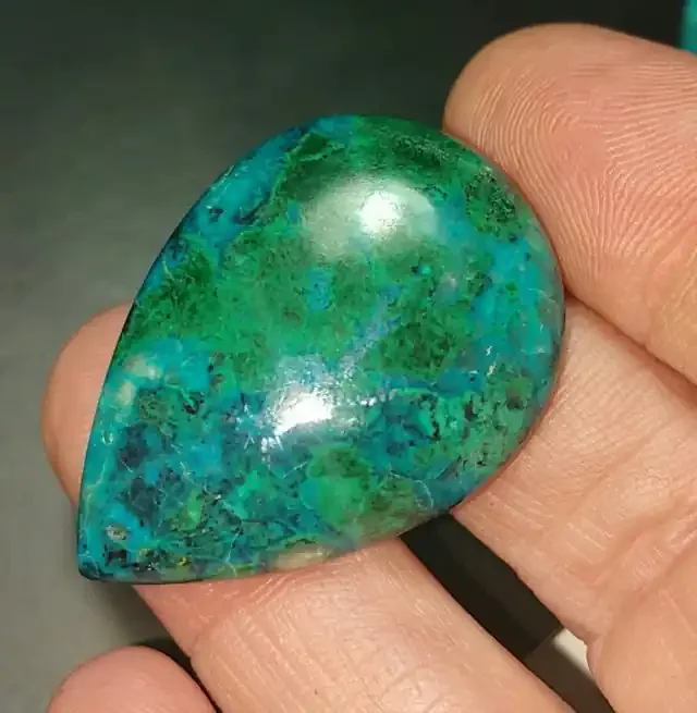 chrysocolla 49ct 37mm cabochon with dioptase malachite azurite