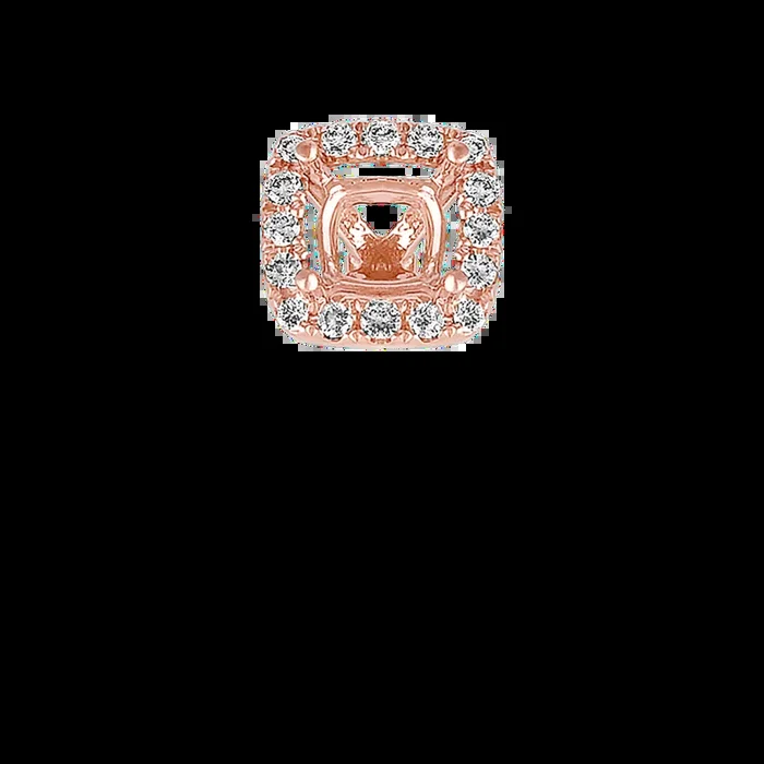 Classic Diamond Halo Decorative Crown to Hold 4.4mm Cushion Gemstone