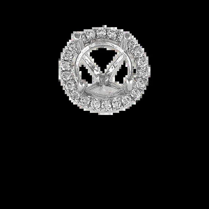 Classic Diamond Halo Decorative Crown to Hold 7.4mm Round Gemstone