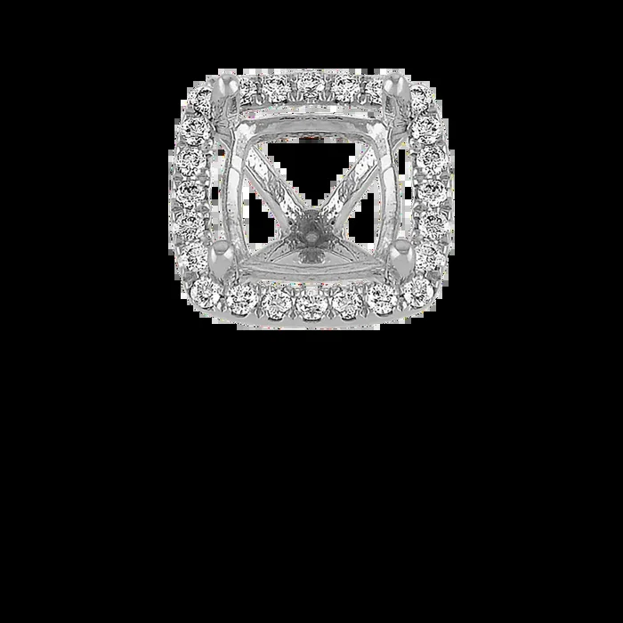 Classic Diamond Halo Decorative Crown to Hold 7.5mm Cushion Gemstone