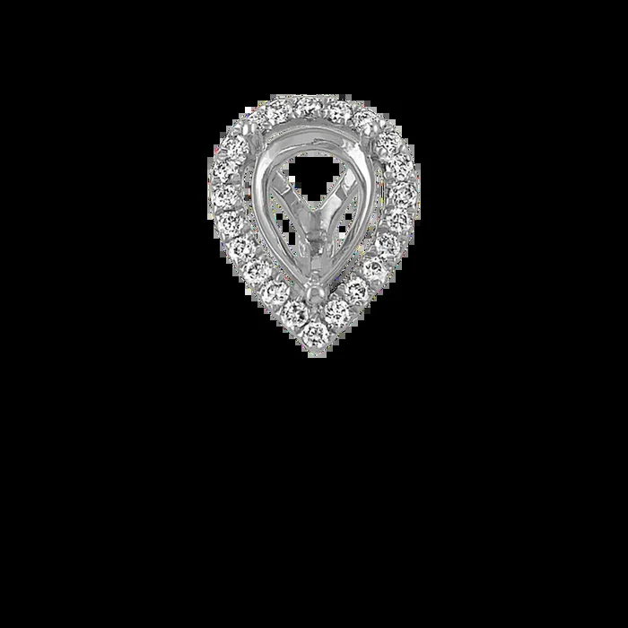 Classic Diamond Halo Decorative Crown to Hold 7x5mm Pear Shaped Gemstone
