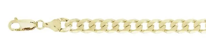 CLOSEOUT 20% OFF! 180-7.5MM Yellow Gold Plated Flat Curb Chain .925 Solid Sterling Silver Sizes 8-30″ NEW