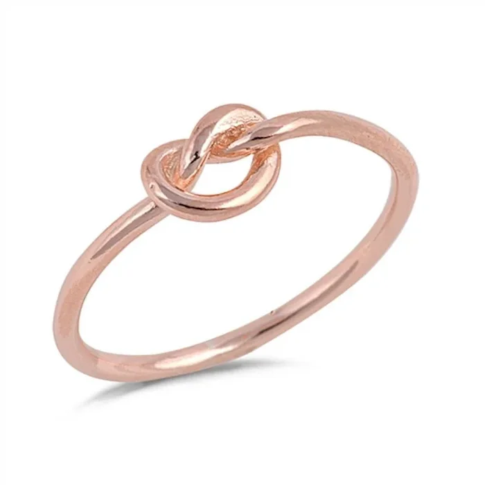 CLOSEOUT!Infinity Heart Knot Rose Gold .925 Sterling Silver Ring Sizes 2-13