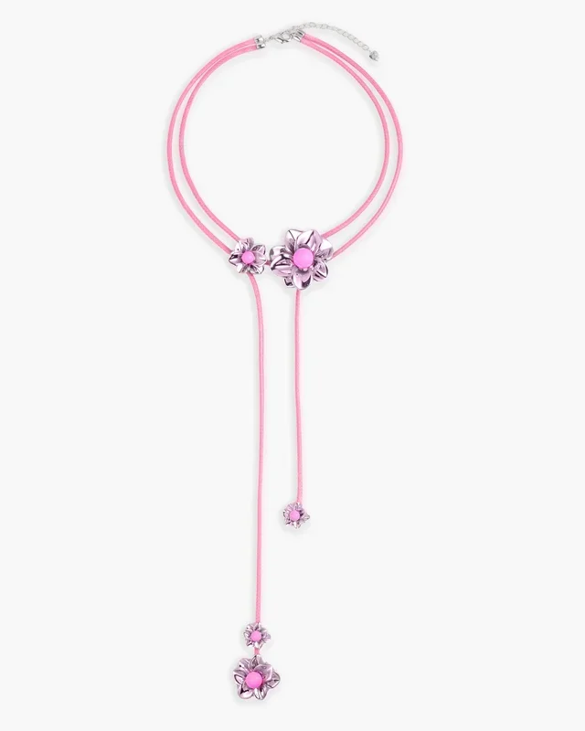 Collar de cordón ramita en rosa metálico