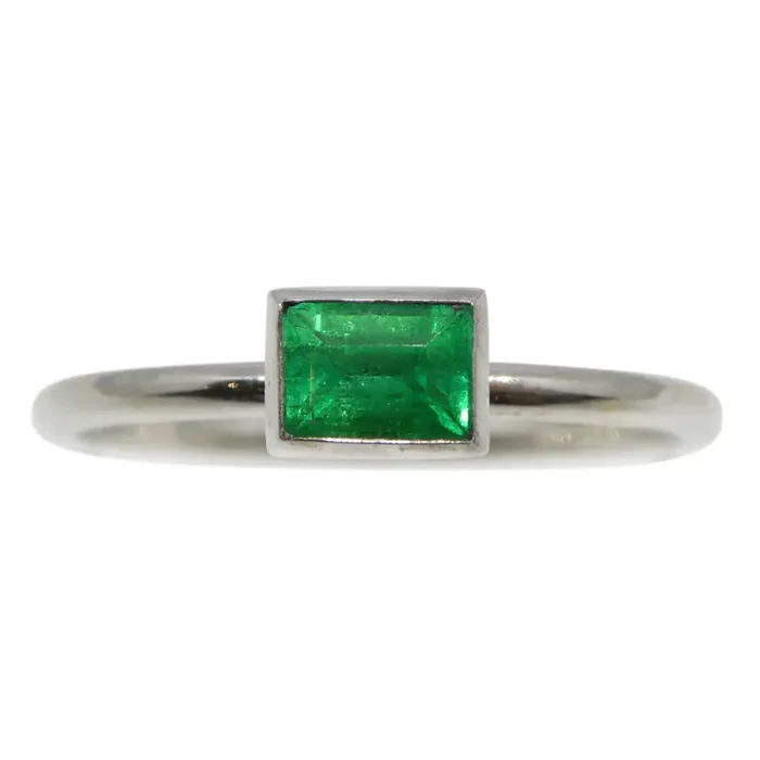 Colombian Emerald Stacker Ring set in 10k White Gold
