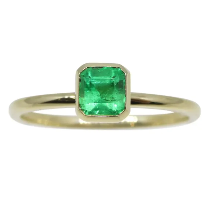 Colombian Emerald Stacker Ring set in 10k Yellow Gold