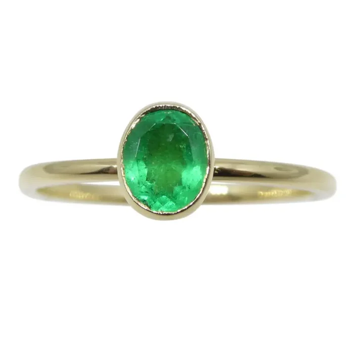 Colombian Emerald Stacker Ring set in 10k Yellow Gold