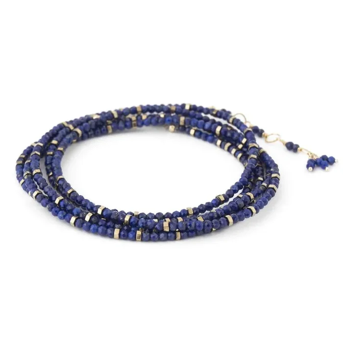 Confetti Lapis Bead Wrap Bracelet & Necklace