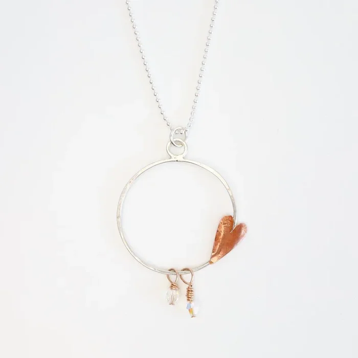 Copper Heart Hoop Necklace