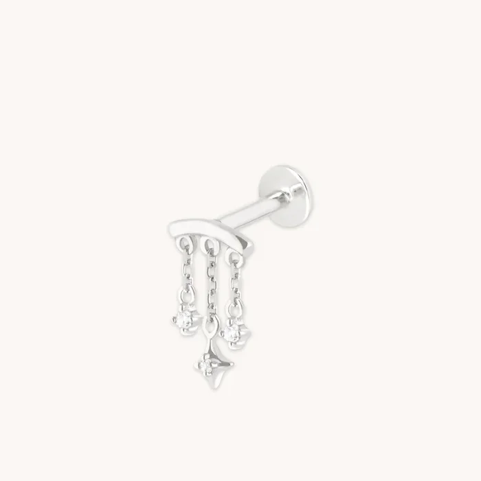 Cosmic Star Multi Charm Hidden Helix in Solid White Gold