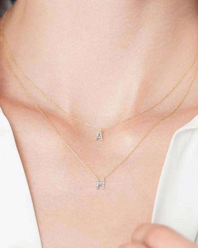 Covet 14kt Diamond Pavé Initial Letter Necklace