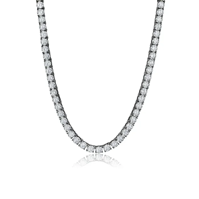 Crislu Black Rhodium Sterling Silver Cubic Zirconia 24-inch Tennis Necklace
