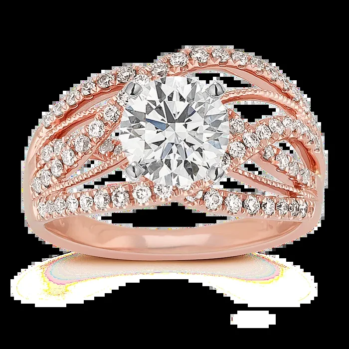 Crisscross Diamond Ring in 14k Rose Gold
