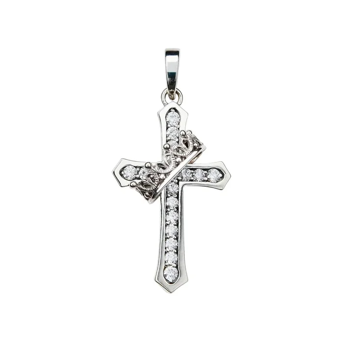 CROSS with CROWN/STONE PENDANT