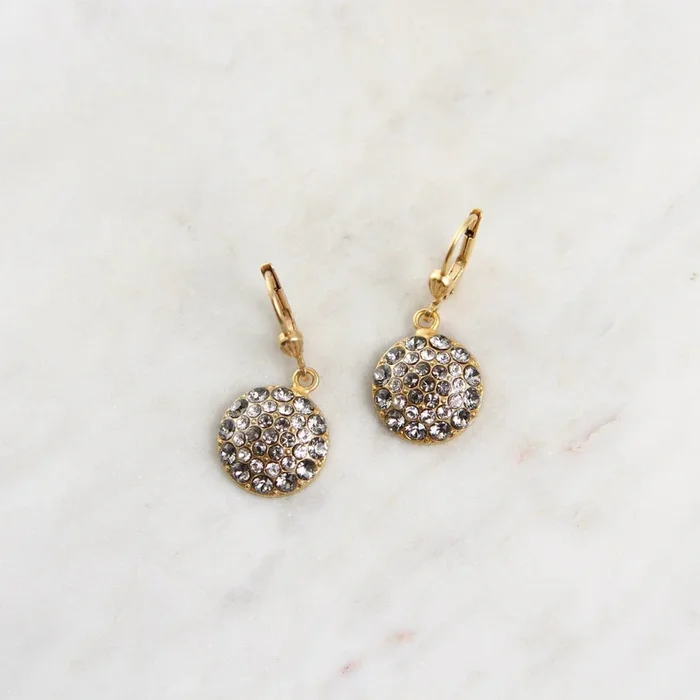 Crystal Encrusted Dome Drop Earring – Gold Plate