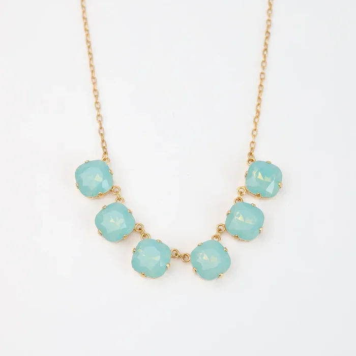 Crystal Line Necklace in Pacific Opal – Gold Plate