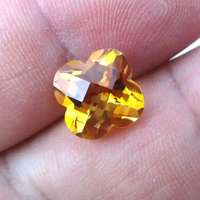 cts Golden Yellow Citrine Flower Checker Board Shape